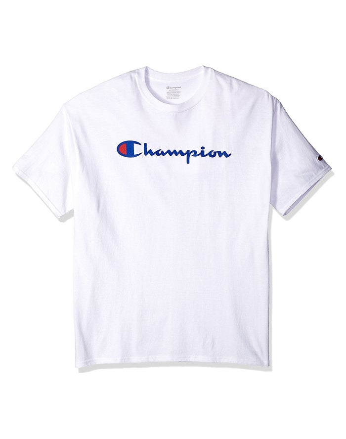 Champion Cotton Script Logo Kiz Çocuk Tişört Beyaz ( AJCZWQ376 )